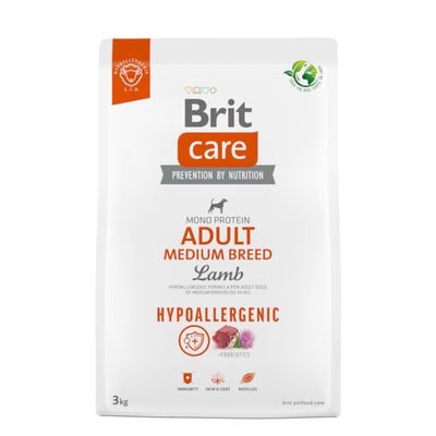 Paquet Brit Care Hypoallergenic Adult Medium Breed agneau, riz pour chien