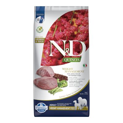 Paquet Farmina N&D Quinoa Weight Management agneau, quinoa, brocolis & asperges pour chien