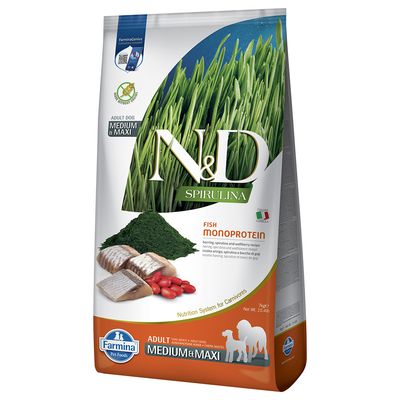 Paquet Farmina N&D Spirulina Adult Medium/Maxi hareng pour chien