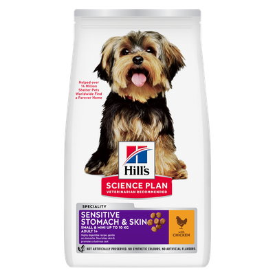 Paquet Hill's Science Plan Adult 1+ Sensitive Stomach & Skin Small & Mini poulet
