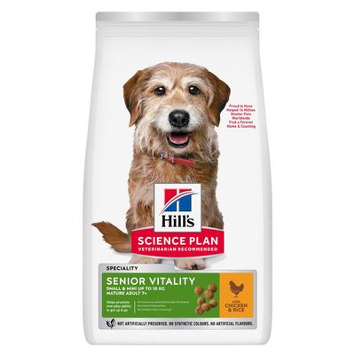 Paquet Hill's Science Plan Mature Adult 7+ Senior Vitality Small & Mini au poulet